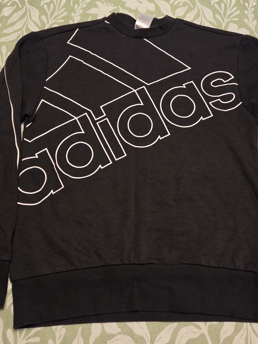 Adidas Men’s Black Crewneck Sweater with White Outline Logo